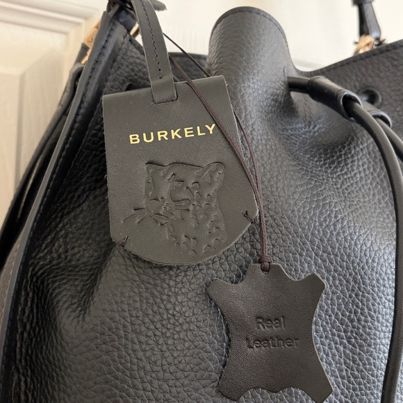 Burkely Black Pebbled Leather Drawstring Backpack - Picture 3 of 10